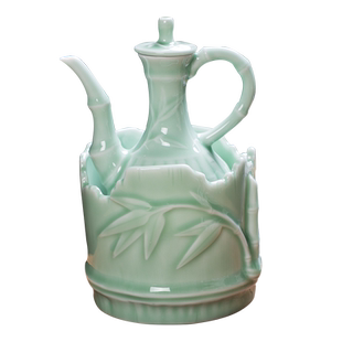 陶瓷温酒器两件套烫酒壶温黄酒白酒家用手工中式竹节酒具热酒半斤