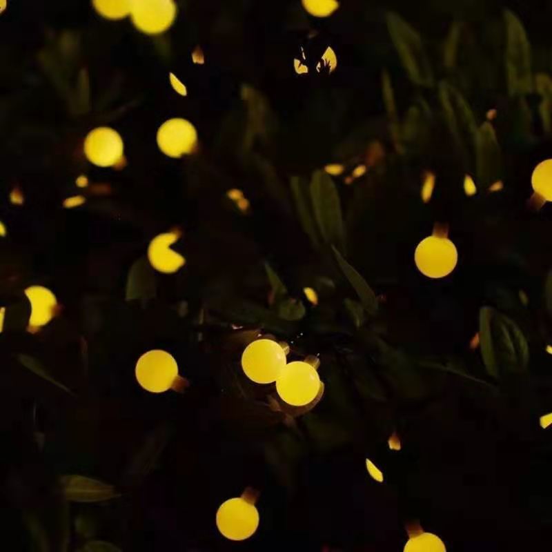 太阳能LED小圆球灯串 磨砂小白球彩灯圣诞节日布置户外露营