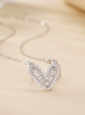925银简约风设计v字爱心锁骨链轻奢甜美风感项链厂家直销