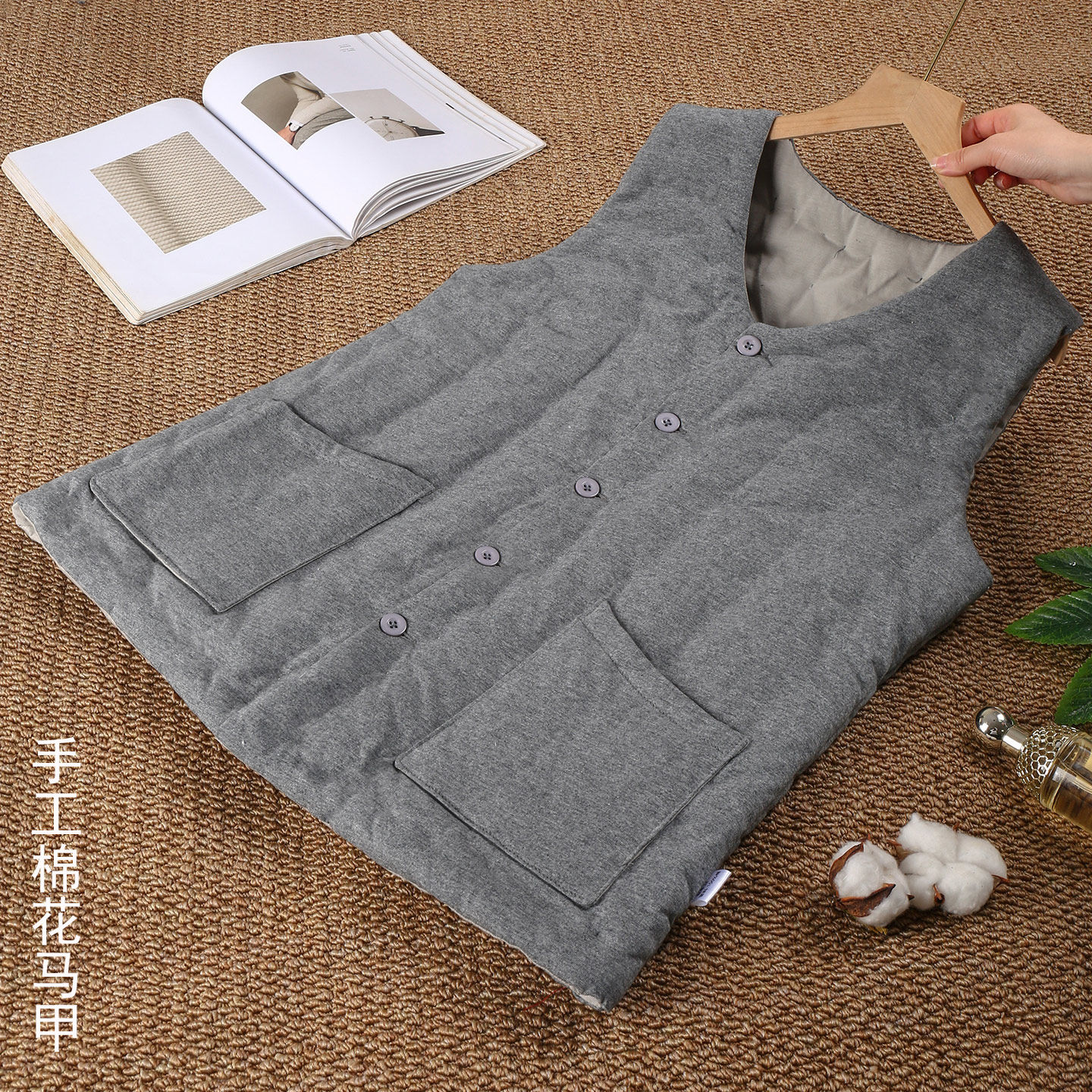纯手工棉花加厚马甲棉坎肩