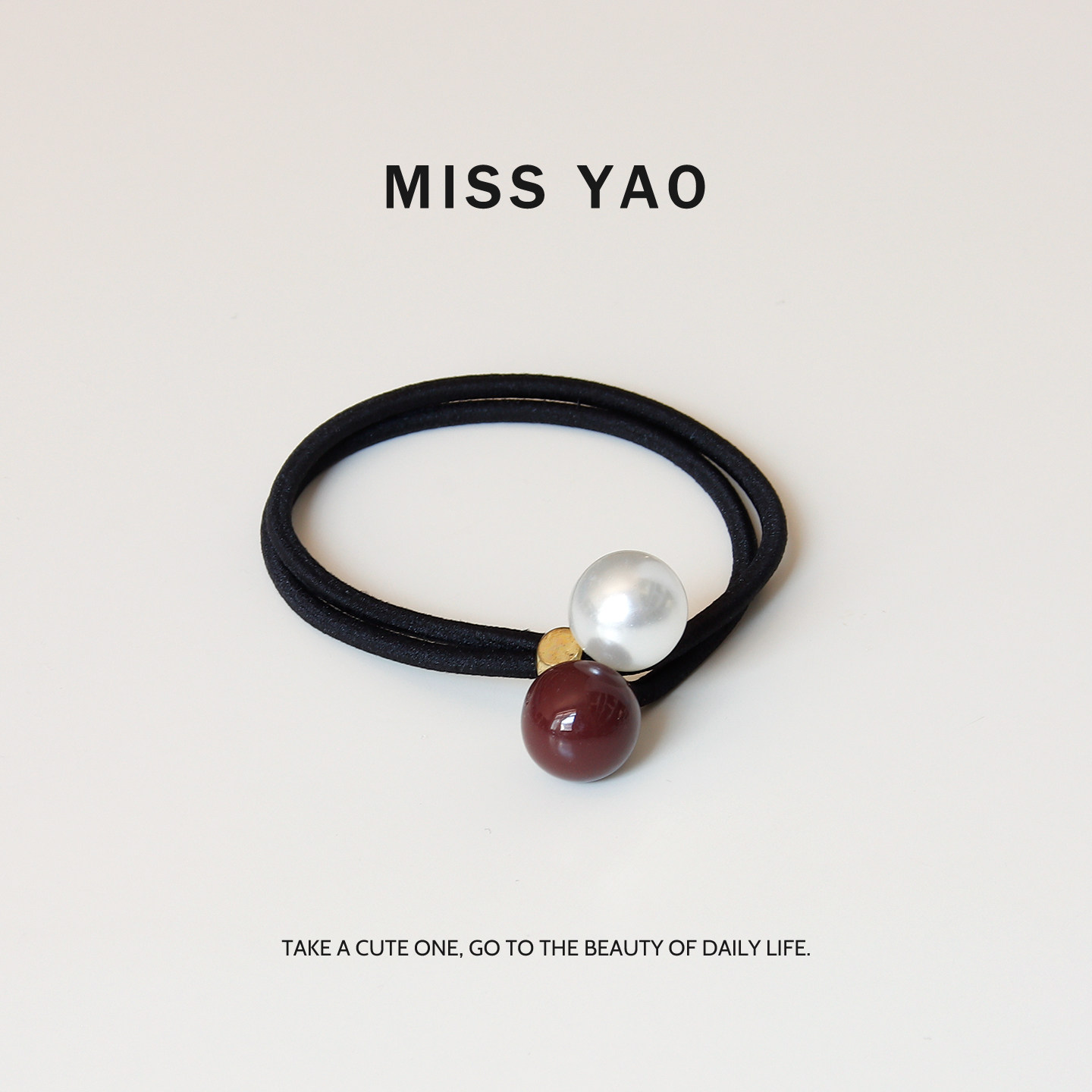 MISS YAO 撞色珍珠发圈