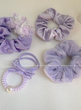 2025新款紫色系头绳 大肠发圈韩系扎头发皮筋 绝美仙气温柔头饰