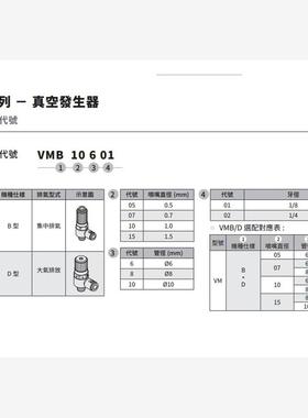 全新全新原装 真空发生器VMD05601 VMD07601 VMD10601现货