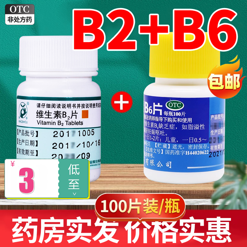 维生素b2+维生b6官方旗舰店防脱发生发口臭口腔溃疡特效专用药yp6