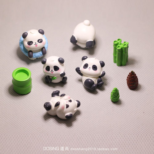 Q版 小号 大熊猫 吃竹子 树脂材质 小动物模型手办摆件玩具饰品 - 封面