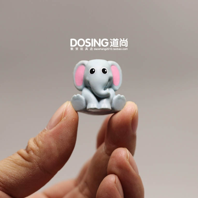 迷你版小号  小象  塑料  大象 可爱卡通q版小动物 手办模型摆件
