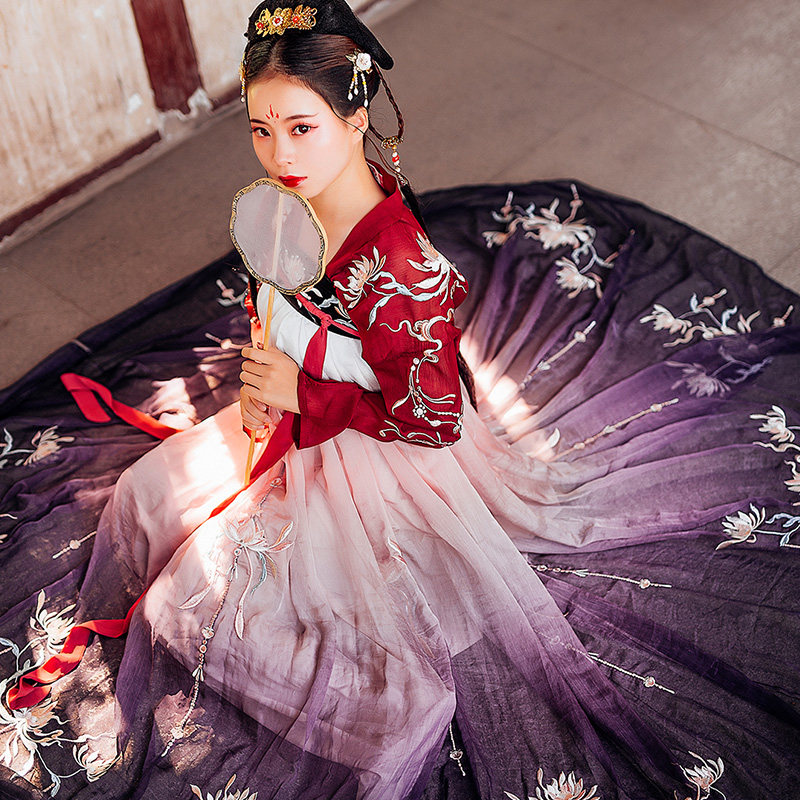 汉服女原创正品齐胸襦裙学生古装仙女飘逸中国风夏季仙气白菜全套