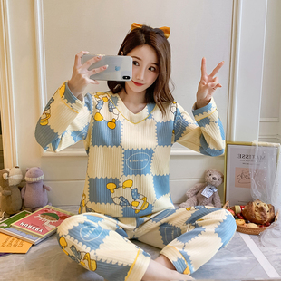 套头小个子新款 空气棉三层加厚保暖家居服长袖 夹棉 女款 睡衣秋冬季