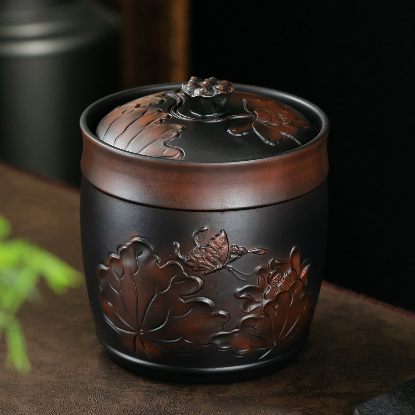 紫陶茶叶罐密封罐陶瓷防潮罐