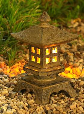 日式庭院装饰宫灯太阳能灯花园石灯别墅橱窗室内创意摆件禅意景观