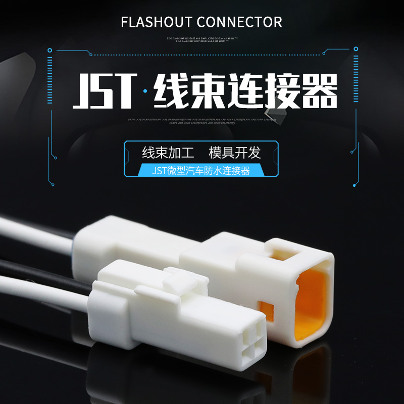 2孔卡扣式对插微型防水连接器