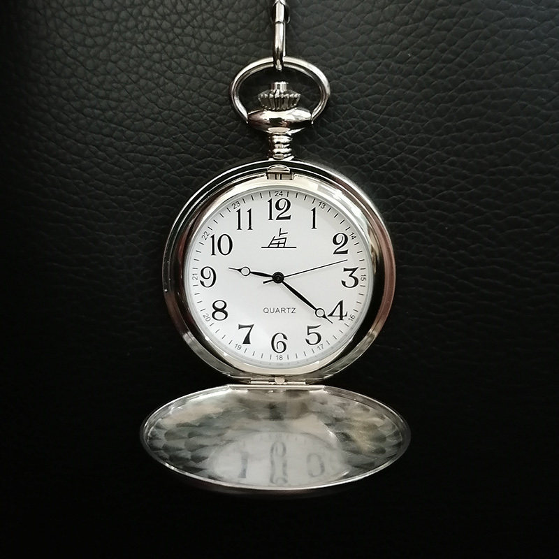 上海老乱牌怀表全钢石英翻盖项链表可定制刻字护士男女表老人学生