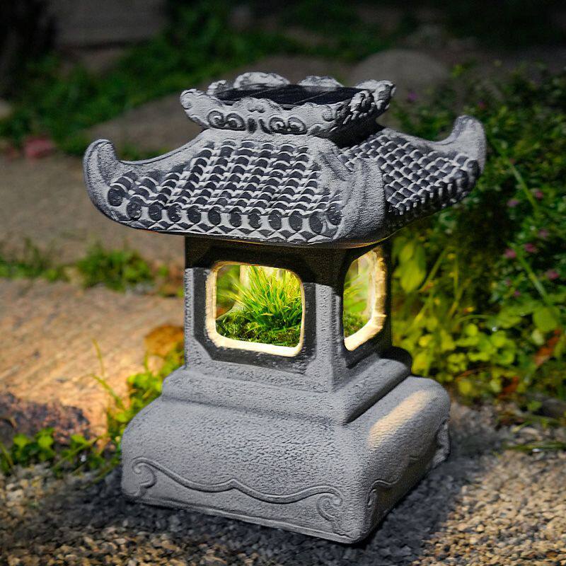 太阳能户外庭院景观灯花园草坪装饰仿石灯家用阳台装饰布置落地灯