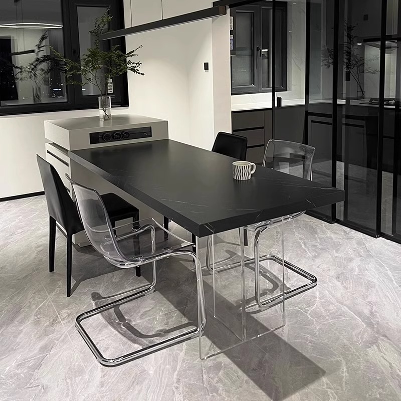 圣诺岩板岛台餐桌一体可伸缩小户型家用现代极简悬浮中岛台加餐桌