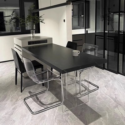 圣诺岩板岛台餐桌一体可伸缩小户型家用现代极简悬浮中岛台加餐桌