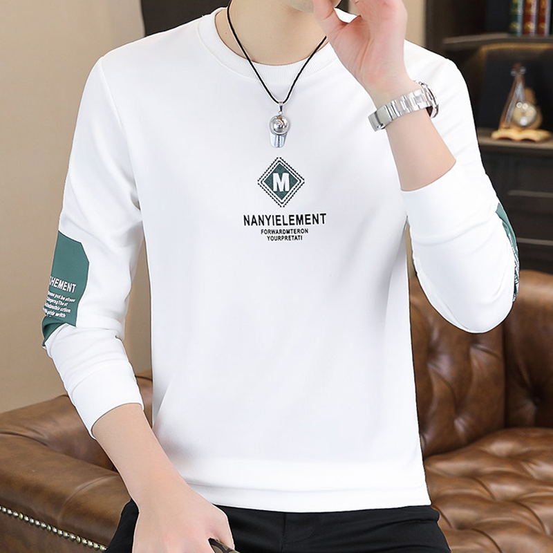 白色卫衣牧外圆领套头潮牌