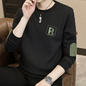 男士 卫衣2025春秋款 秋冬秋衣长袖 冬季 T恤加绒加厚上衣服打底衫 男