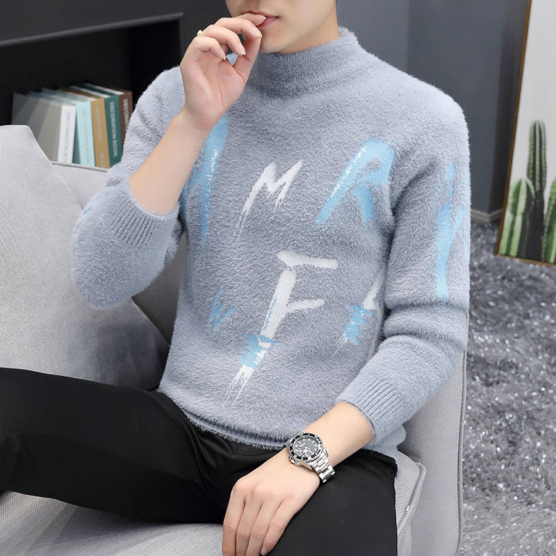 牧外男士水貂绒毛衣，休闲帅气