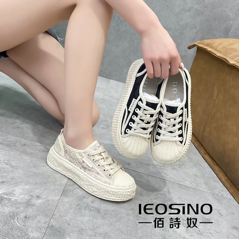 佰诗奴网面透气运动休闲鞋2023年新款夏季平底厚底板鞋440344850