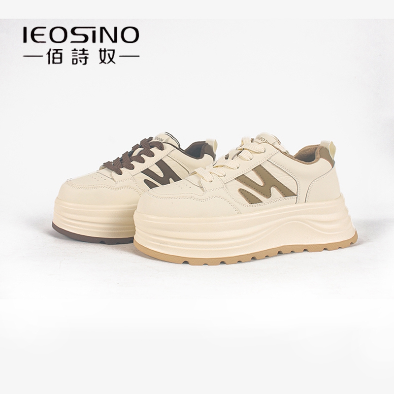 佰诗奴厚底增高小白鞋女2025冬新款加绒板鞋显脚小轻便松糕休闲鞋