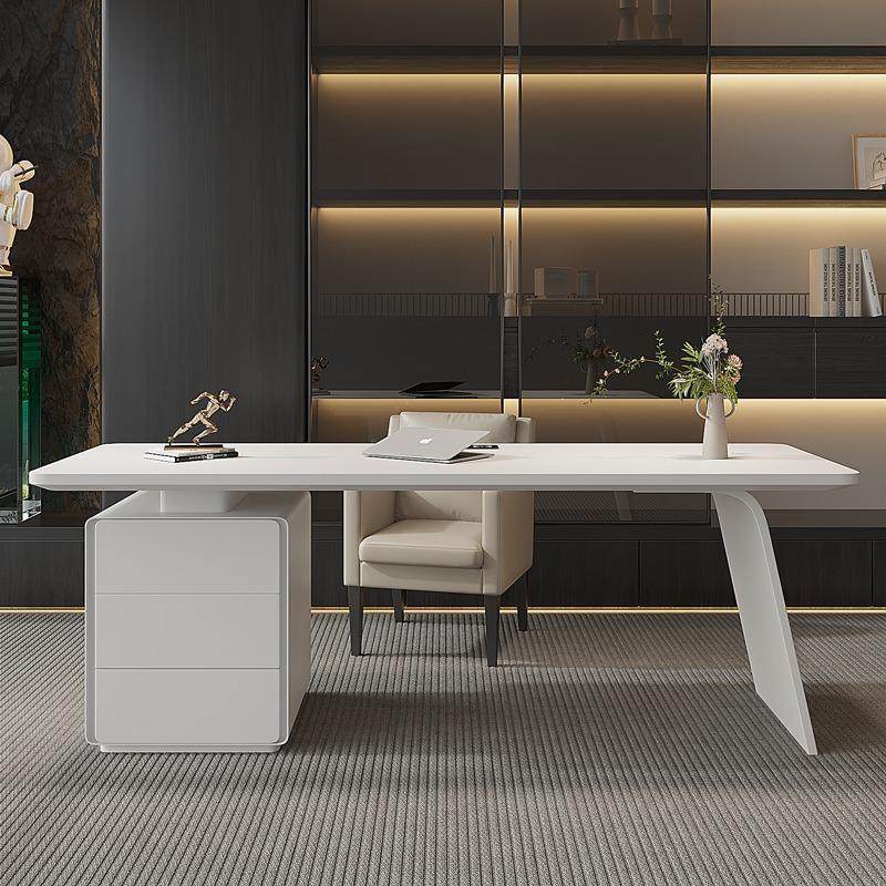医美咨询桌意式烤漆书桌轻奢老板桌简约现代设计师办公桌椅写字台