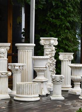 欧式花盆罗马柱摆件婚庆婚礼道具柱子底座复古花园庭院阳台装饰