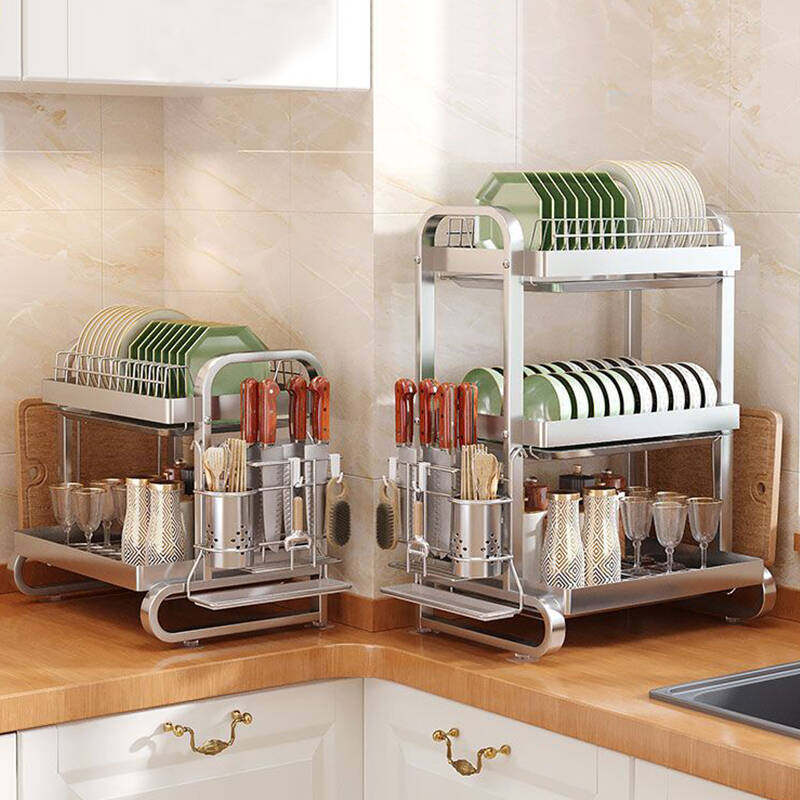 不锈钢厨房双层沥水碗架