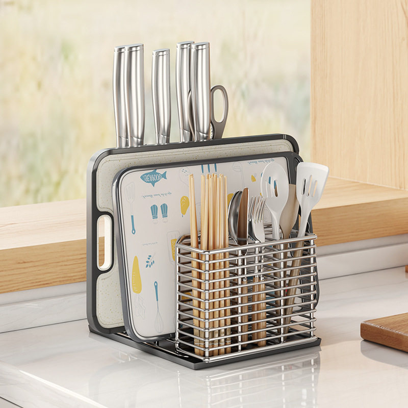 304不锈钢厨房菜刀架置物架筷子筒笼刀具放刀收纳架板砧板架一体,厨房/烹饪用具,刀架,淘宝优惠券,粉丝福利购,淘宝优惠卷