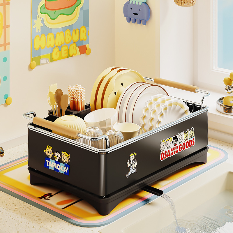 卡通不锈钢沥水篮厨房水槽置物架