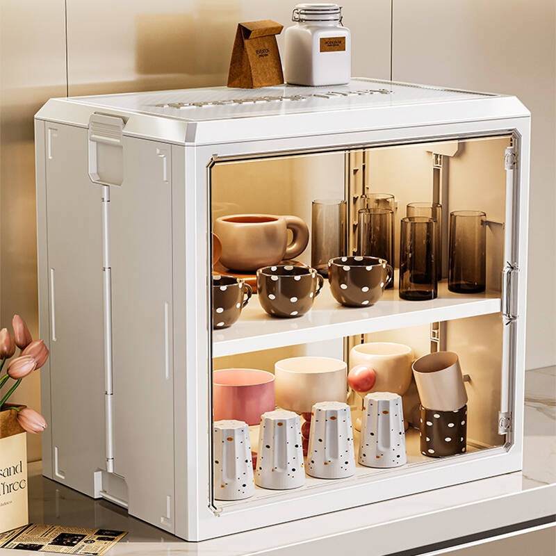 杯子收纳盒带盖防尘桌面置物架水杯茶杯咖啡杯马克杯杯子收纳柜