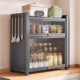 厨房调料品置物架多功能台面带盖子防尘防锈调料收纳柜子置物柜
