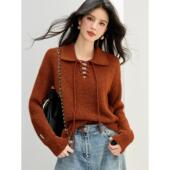 实拍针织毛衣红色新款 软糯绵羊绒保暖上衣