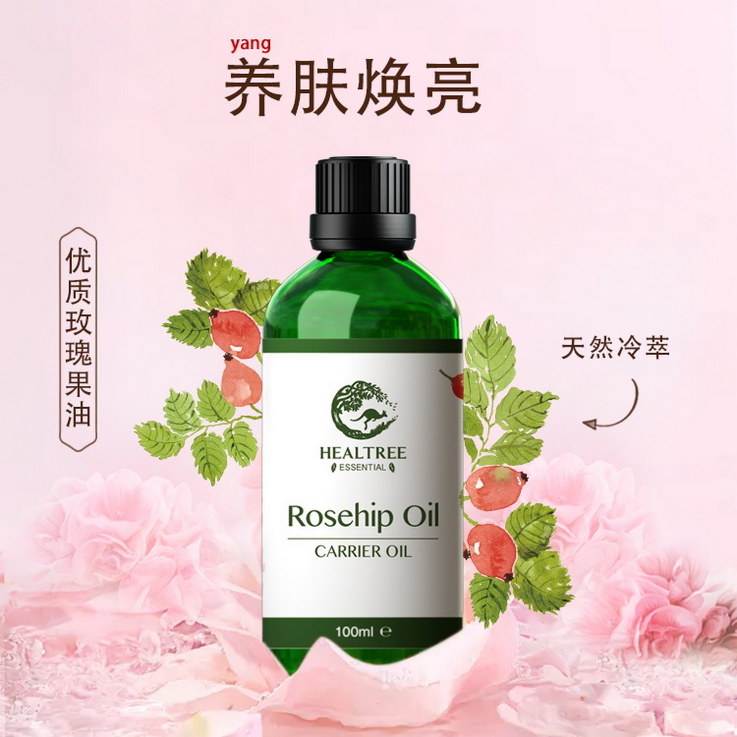 HEALTREE玫瑰果油 脸部按摩油面部精油 基础油100ml