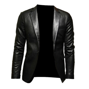 网红加绒休闲西装男韩版修身皮衣痞帅褂子男发型师百搭外套小西服