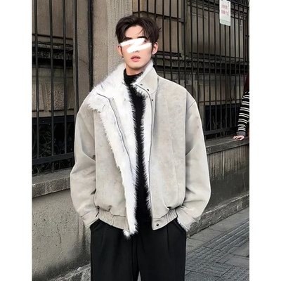 冬季男款立领座山雕皮毛一体棉衣