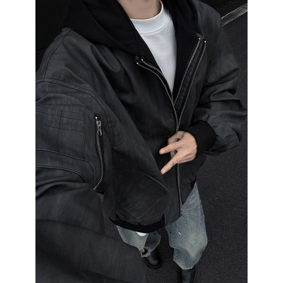 海米尔美式假两件棉服男款高级感