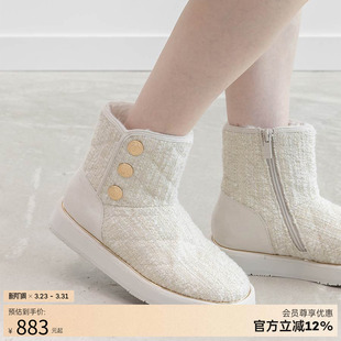 COTTON系列粗花呢仿毛防泼溅雪地靴女 新款 PC36157 25秋季 RANDA