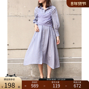 RANDA 春夏新款衬衫裙V领白领穿搭连衣裙 BB01139