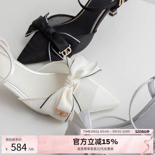 RANDA 26新款夏季蝴蝶结绑带甜妹清楚系外穿凉鞋穆勒鞋女 DD37069