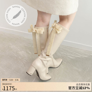 COTTON系列可拆卸蝴蝶结长筒休闲靴女 新款 PA36270 25秋季 RANDA