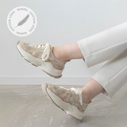 RANDA 24春季新款轻熟花朵刺绣款蕾丝厚底运动鞋  DH33151