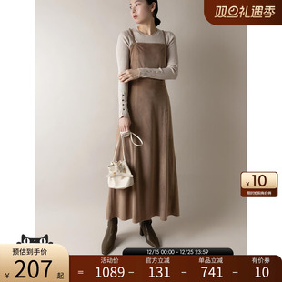 BD01771 日系绑带连衣裙白色蓝色棕色长裙女 RANDA 秋冬新款