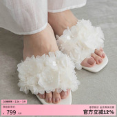 PS35268 雪纺花饰休闲低跟穆勒女凉鞋 RANDA 25春夏新款