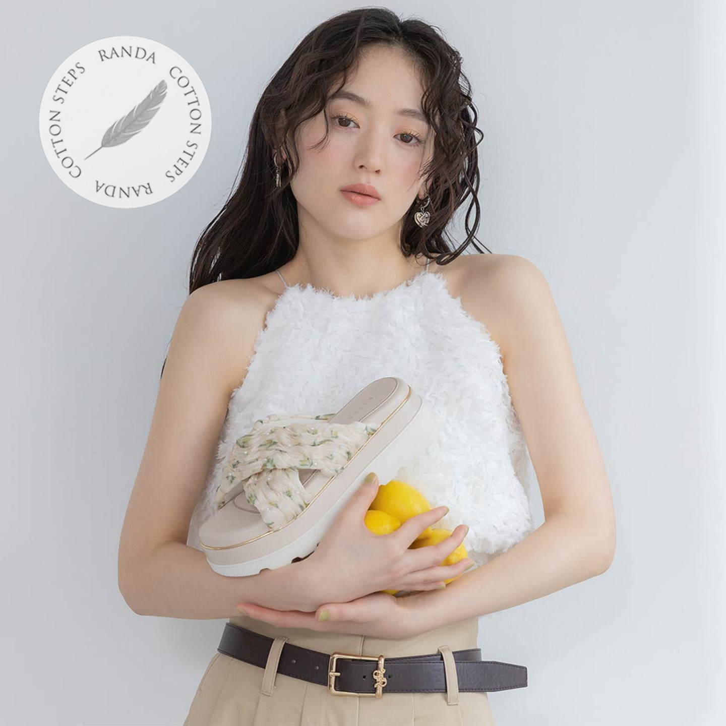 RANDA 26夏季新款清楚系云朵厚底凉鞋拖鞋户外沙滩鞋女鞋 PS37388图片