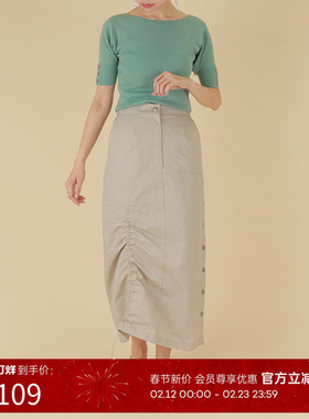 RANDA 春夏新款圆领金属扣装饰修身针织衫 BT01344