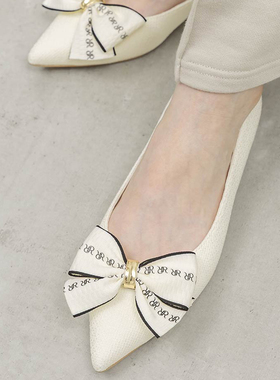 RANDA 26春季新款经典蝴蝶可拆卸休闲尖头宽版平跟女鞋 DP37073