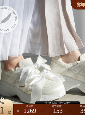 RANDA 25早春缎面拼接蝴蝶结潮流优雅运动休闲鞋 PH35179
