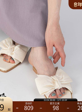 RANDA 25春夏新款立体线条蝴蝶结方头休闲女凉鞋 PR35230