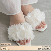 PS35268 雪纺花饰休闲低跟穆勒女凉鞋 RANDA 25春夏新款