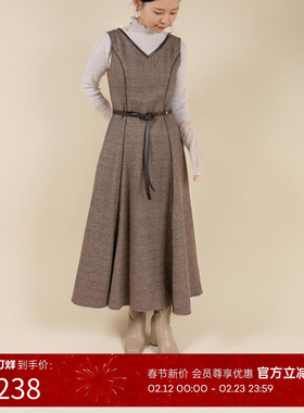 RANDA 秋冬新款无袖精致通勤粗呢连衣裙 BD01767
